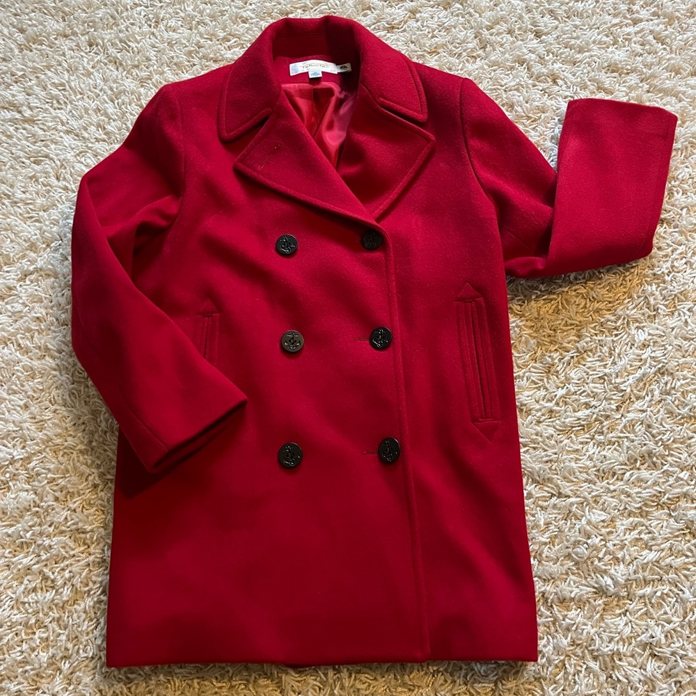 Talbots Red Pea Coat - Picture 3 of 8
